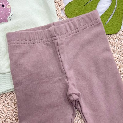  Conj. Casaco de Moletom Nóz Bebê e Calça Legging - Verde e Marrom